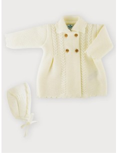 ABRIGO PUNTO CON CAPOTA ROJO