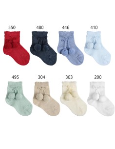 CALCETIN CORTO PERLE CON POMPONES