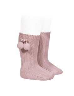CALCETIN BOLAS COLOR ROSA PALO 
