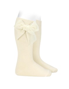 CALCETIN ALTO COLOR CAVA LAZO TERCIOPELO