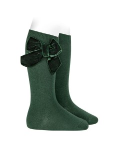 CALCETIN ALTO VERDE BOTELLA LAZO TERCIOPELO