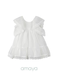 VESTIDO MANGA VOLANTE COLOR NATA 