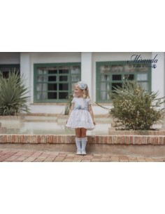 VESTIDO ARRAS FAJIN GASA CELESTE