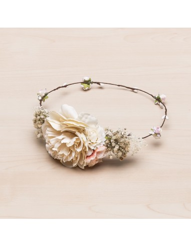 CORONA CON FLOR LATERAL Y GYPSOPHILA IDOA 