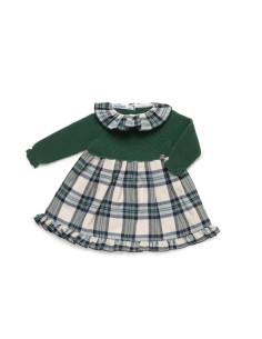 VESTIDO CUERPO PUNTO Y TELA CUADROS 100  ALGODÓN