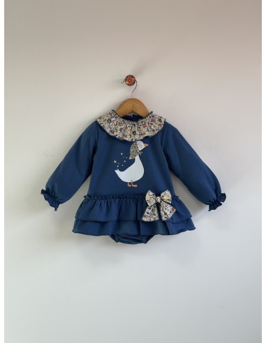 VESTIDO PUNTO PATA Y CUELLO FLORES...