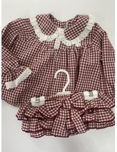 BRAGUITA Y CAMISA VICHY GUINDA 