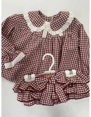 BRAGUITA Y CAMISA VICHY GUINDA 