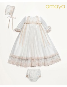 FALDON ENCAJE TOSTADO   CAPOTA Y CUBREPAÑAL