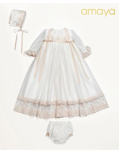 FALDON ENCAJE TOSTADO   CAPOTA Y CUBREPAÑAL