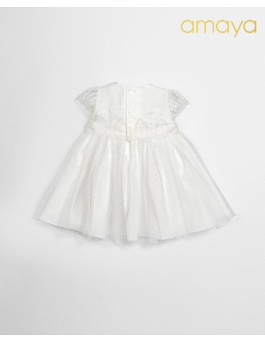 VESTIDO  ENCAJE TOSTADO CON CUBREPAÑAL