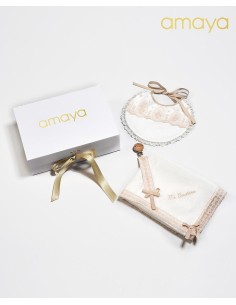 PACK PAÑITO BABERO Y CHUPETERO BAUTIZO