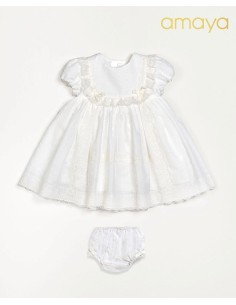 VESTIDO PLUMETI Y ENCAJE CON CUBREPAÑAL 