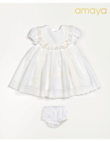 VESTIDO PLUMETI Y ENCAJE CON CUBREPAÑAL 