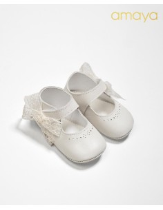 ZAPATO BAUTIZO LAZO ENCAJE 