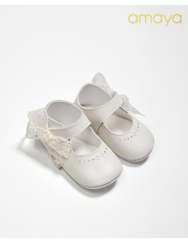 ZAPATO BAUTIZO LAZO ENCAJE 
