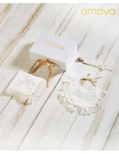 PACK PAÑITO BAUTIZO  BABERO Y PORTACHUPA