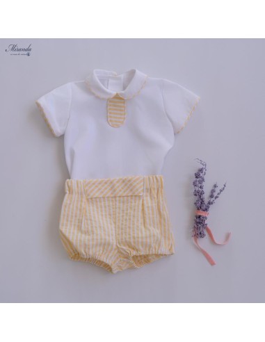 CONJUNTO NIÑO RAYAS AMARILLAS