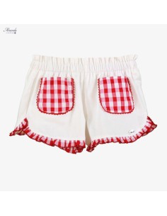 SHORT BLANCO DETALLE VICHY ROJO