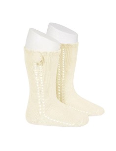 CALCETIN CAVA POMPÓN CALADO LATERAL ALGODÓN