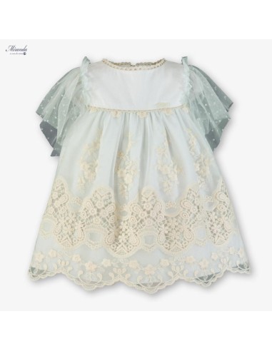 VESTIDO BOLILLO Y TUL AGUAMARINA G