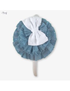 DIADEMA PINZA PLUMETI Y TUL AZULINA 