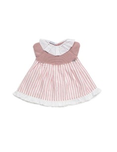 VESTIDO CUERPO PUNTO Y TELA RAYADA 50  ALG 50 LINO