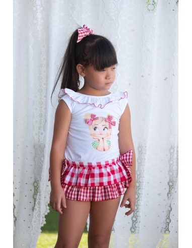 CAMISETA LAZOS VICHY ROJO