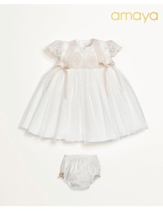 VESTIDO  ENCAJE TOSTADO CON...