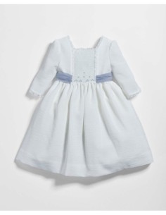 VESTIDO NIDO DE ABEJA CELESTE G