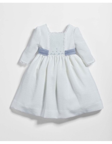 VESTIDO NIDO DE ABEJA CELESTE G