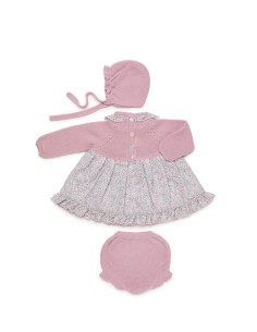 VESTIDO PUNTO Y FLO LIBERTY CON BRAGA PUNTO Y CAPO