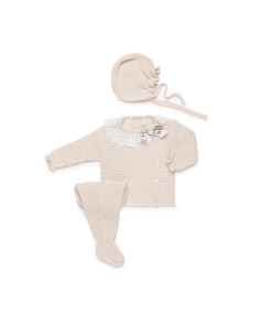 CONJUNTO 3 PIEZAS PUNTILLA BLANCO
