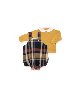 PETO TELA DE CUADROS CON JERSEY DE PUNTO