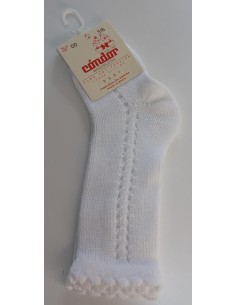CALCETIN ALTO CALADO LATERAL BLANCO