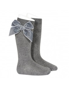CALCETIN ALTO LAZO TERCIOPELO CONDOR GRIS CLARO230