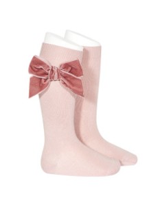 CALCETIN ALTO CONDOR LAZO TERCIOPELO ROSA PALO 526
