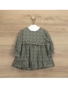 VESTIDO FRUNCIDO SIGMA FONDO NEGRO FLORES ROSAS 