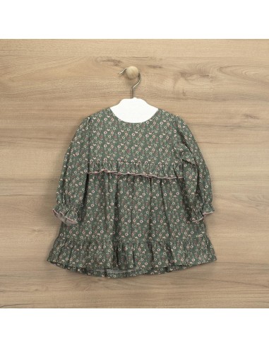 VESTIDO FRUNCIDO SIGMA FONDO NEGRO FLORES ROSAS 